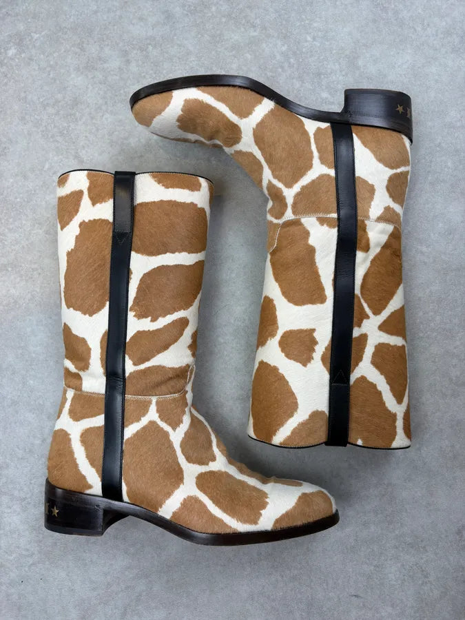 Gucci Brown & White Pony Hair Leather Safari Boots SLgojqa 6