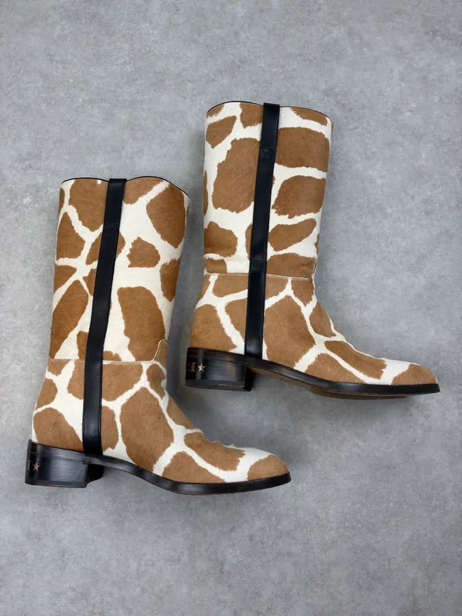 Gucci Brown & White Pony Hair Leather Safari Boots SLgojqa 5
