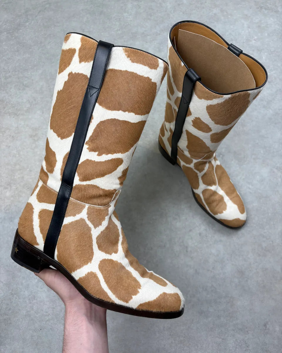 Gucci Brown & White Pony Hair Leather Safari Boots SLgojqa 0