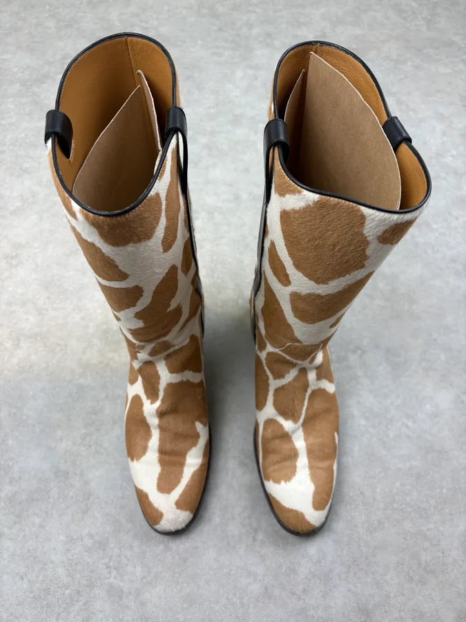 Gucci Brown & White Pony Hair Leather Safari Boots SLgojqa 1