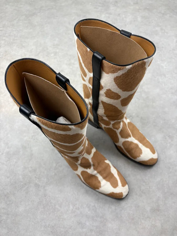 Gucci Brown & White Pony Hair Leather Safari Boots SLgojqa 3