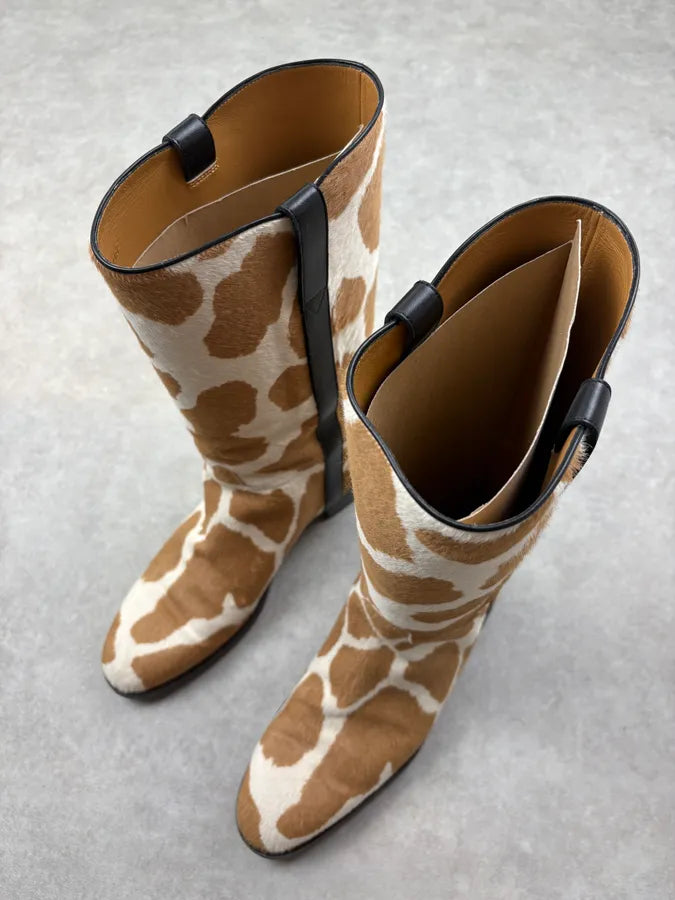 Gucci Brown & White Pony Hair Leather Safari Boots SLgojqa 2