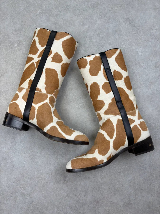 Gucci Brown & White Pony Hair Leather Safari Boots SLgojqa 4