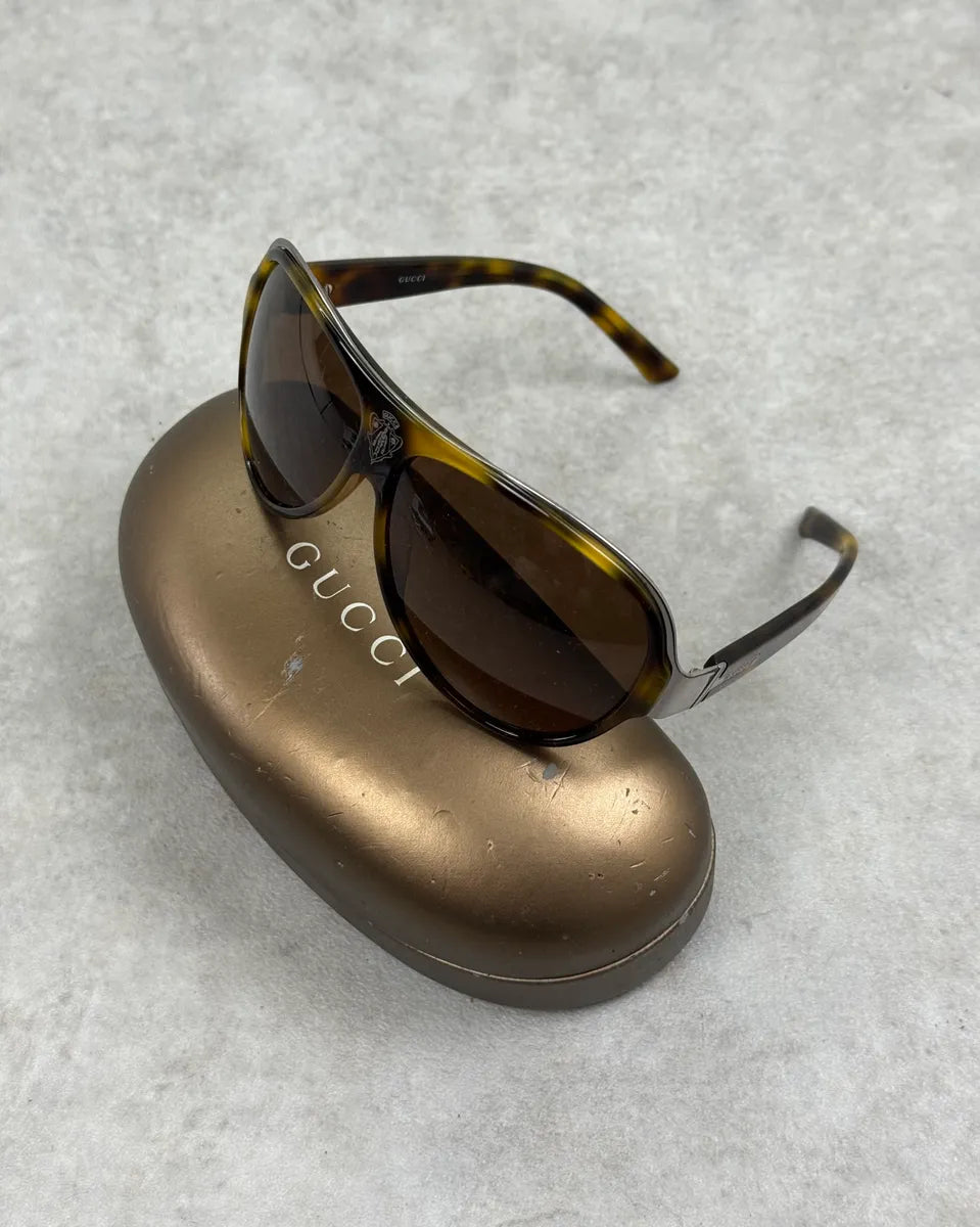Gucci Brown Acetate Aviator Sunglasses UlINBQd 0