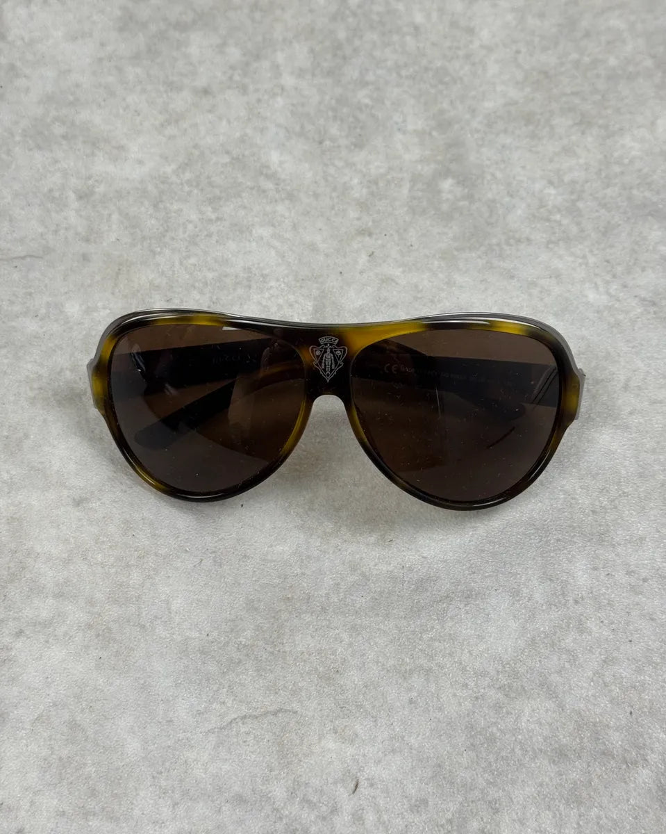 Gucci Brown Acetate Aviator Sunglasses UlINBQd 4