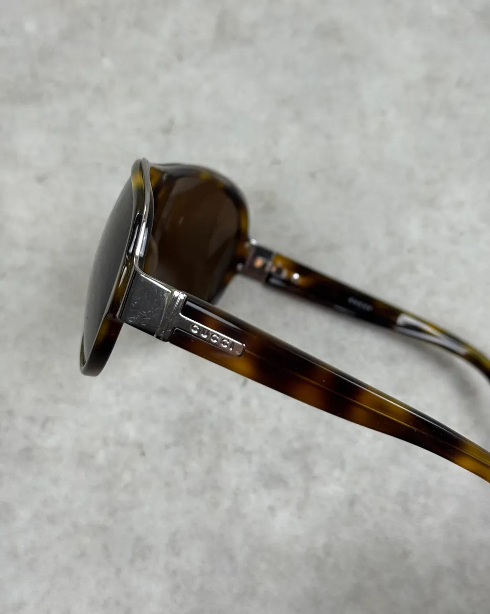 Gucci Brown Acetate Aviator Sunglasses UlINBQd 6