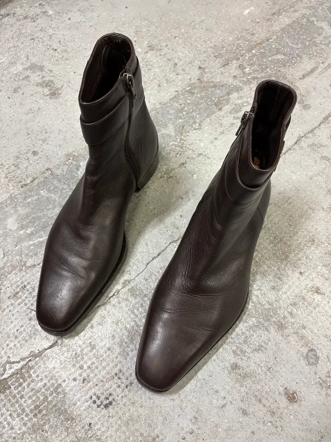 Gucci Brown Ankle Leather Boots JYrWQpT 3