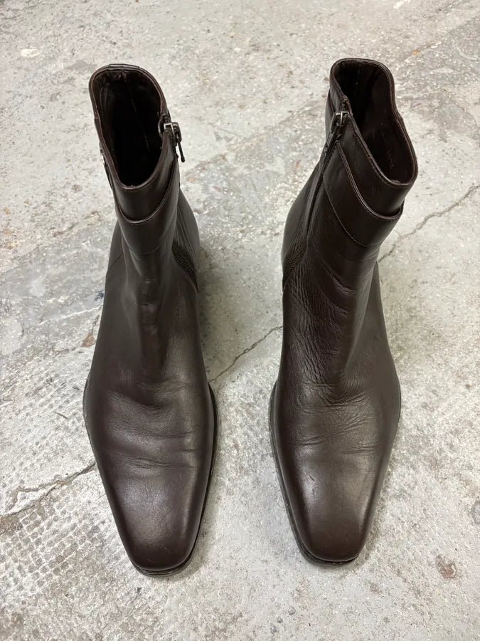 Gucci Brown Ankle Leather Boots JYrWQpT 1