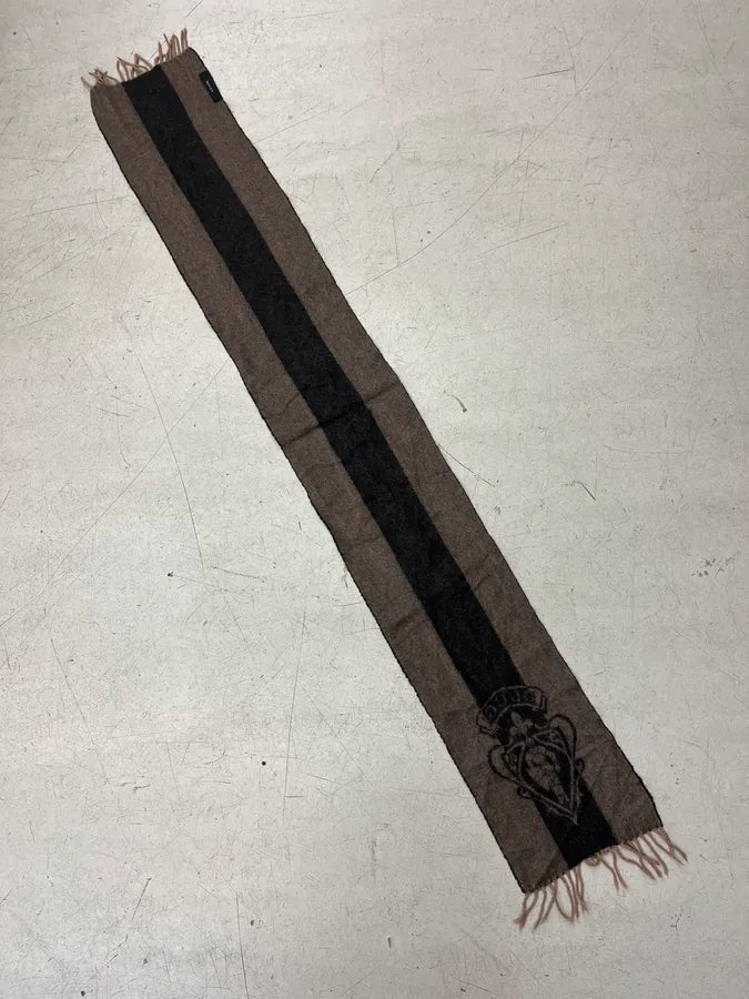 2000s Gucci Brown Two Tone Inverted Wool Striped Scarf LsFmVaB 7