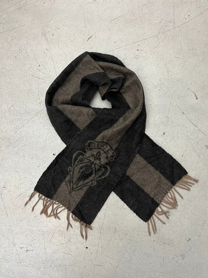 2000s Gucci Brown Two Tone Inverted Wool Striped Scarf LsFmVaB 0