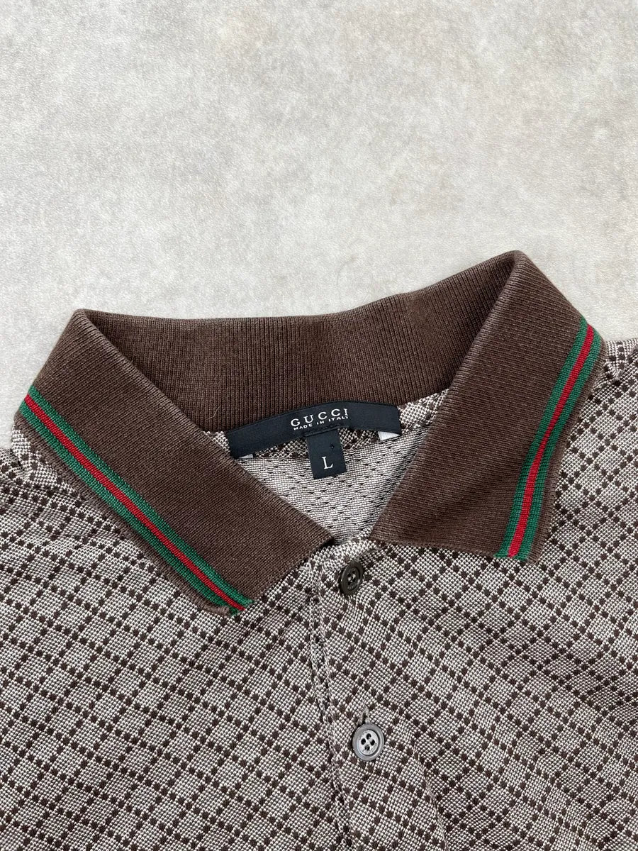 2000s Gucci Brown Monogram Polo dZBANwb 9