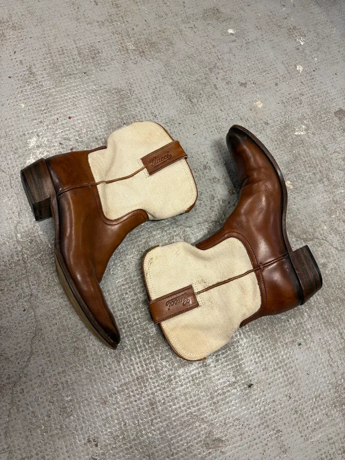 Gucci Brown Cow-Boy Ankle Leather Boots (38.5eu/us6) ZrEuZil 5