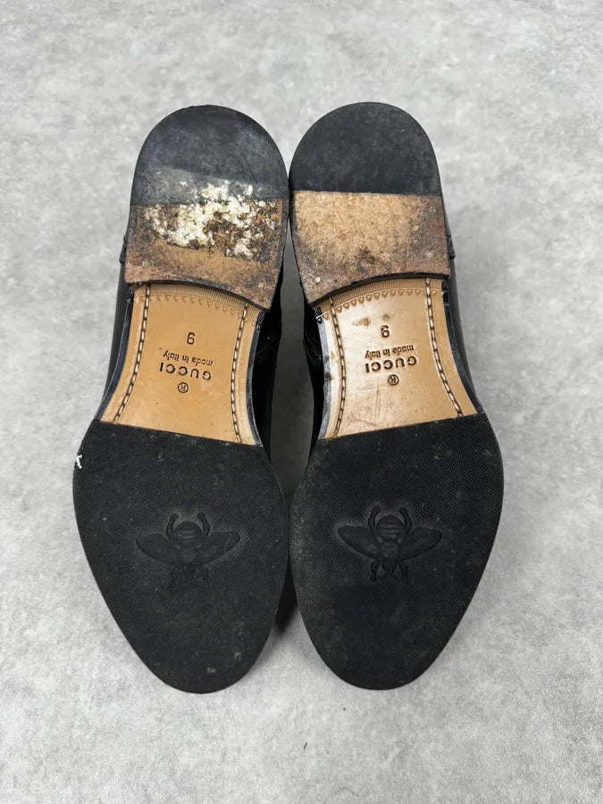Gucci Black Embroidered Flowers Brogue Boots rLEMSuS 9