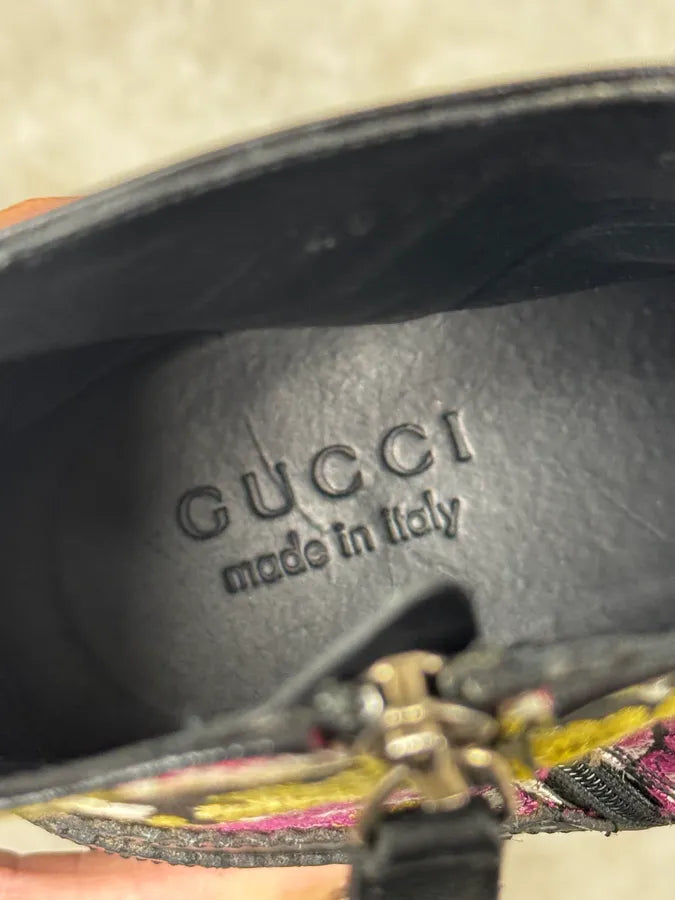 Gucci Black Embroidered Flowers Brogue Boots rLEMSuS 11