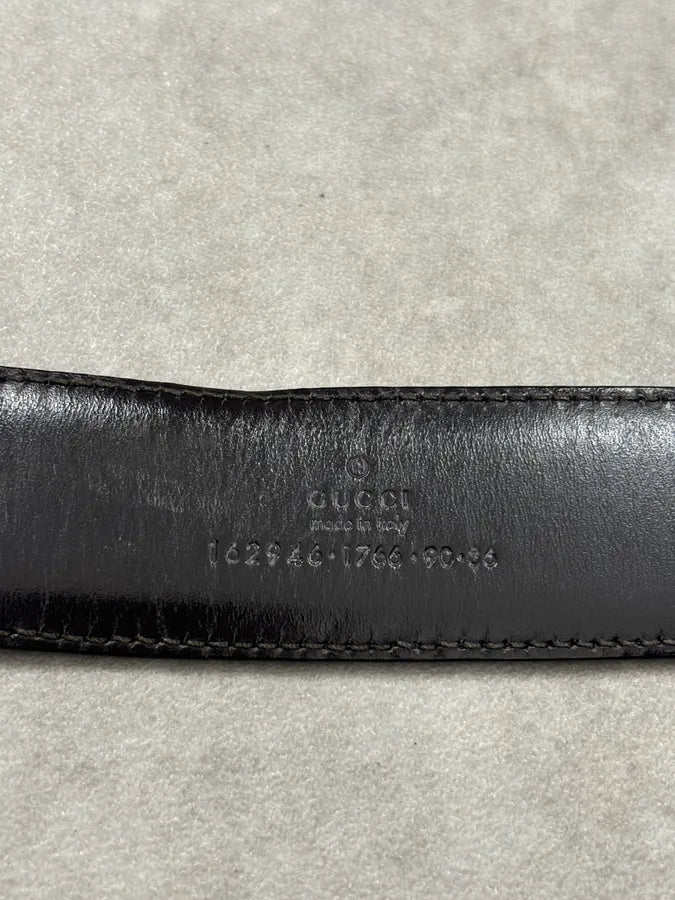 2000s Gucci Brown Monogram Leather Belt GG Buckle  nwuPTUp 8