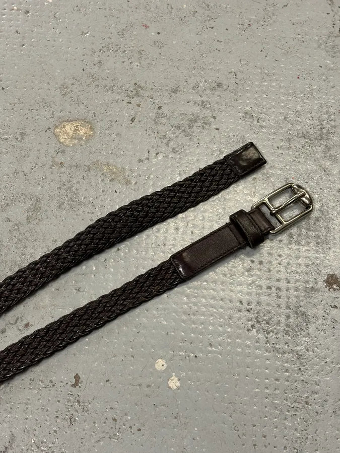 Gucci Dark Brown Leather Braided Belt  XnwTbdy 3