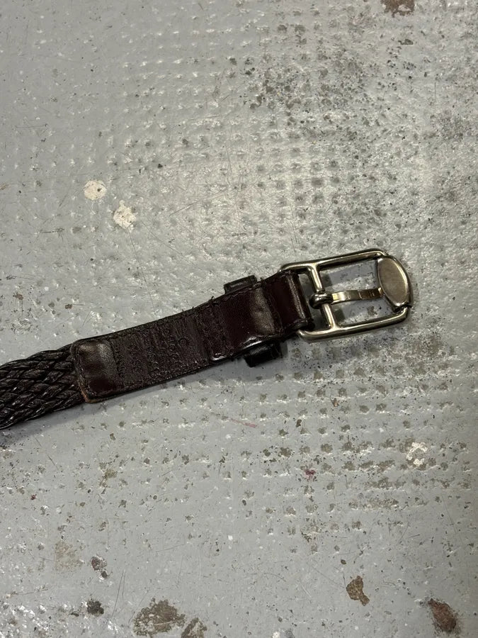 Gucci Dark Brown Leather Braided Belt  XnwTbdy 5