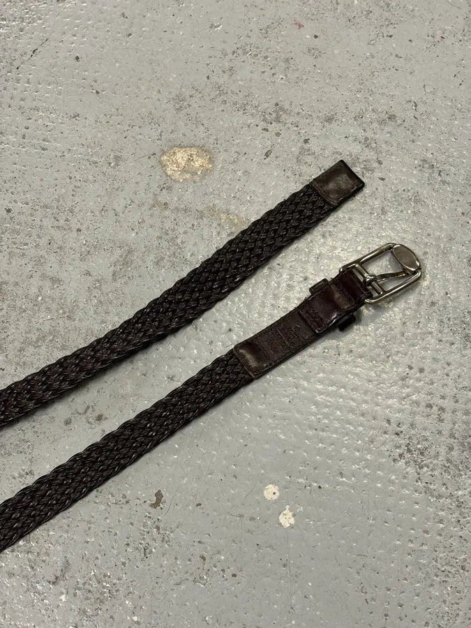 Gucci Dark Brown Leather Braided Belt  XnwTbdy 4