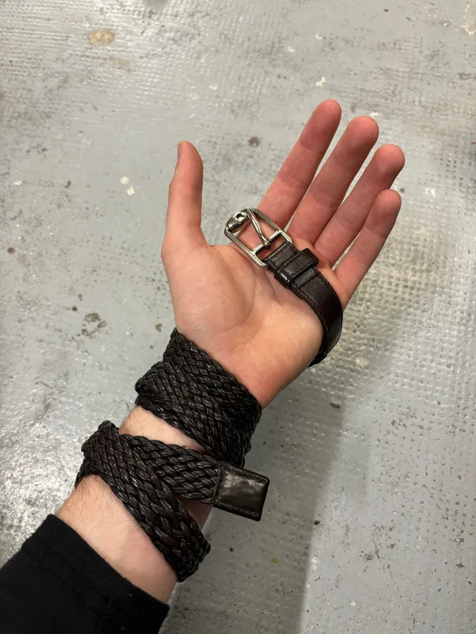 Gucci Dark Brown Leather Braided Belt  XnwTbdy 1