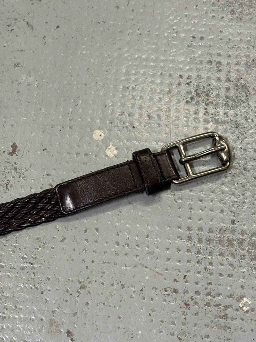 Gucci Dark Brown Leather Braided Belt  XnwTbdy 6