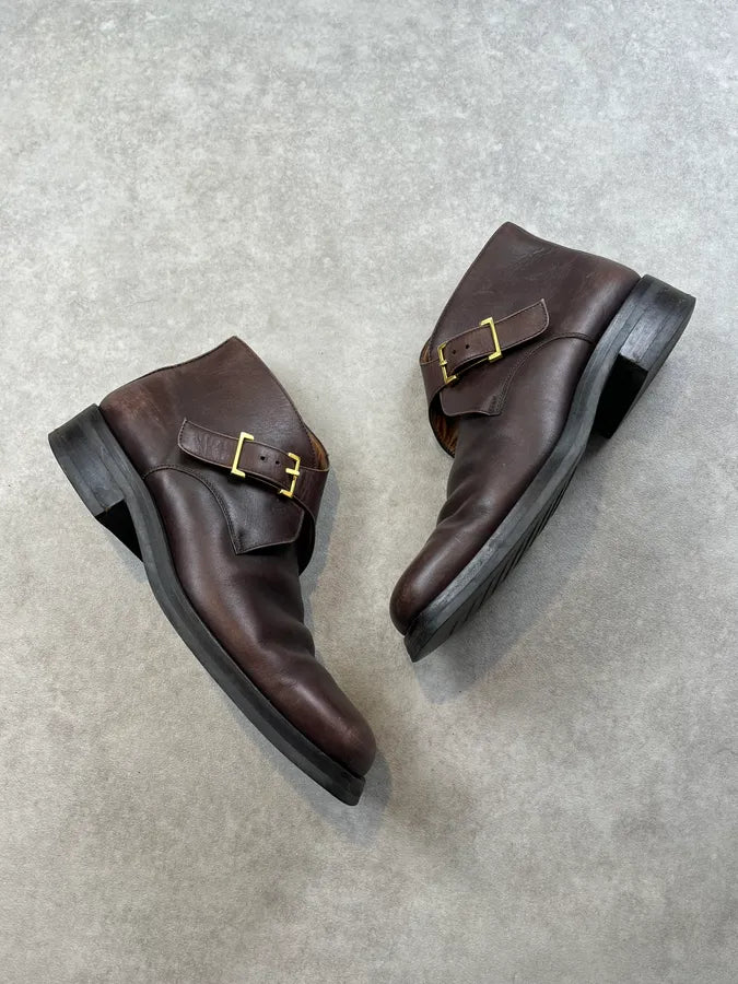 Gucci Brown Leather Buckle Boots hcOppKu 1