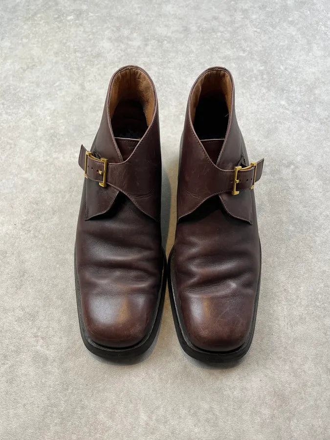 Gucci Brown Leather Buckle Boots hcOppKu 4
