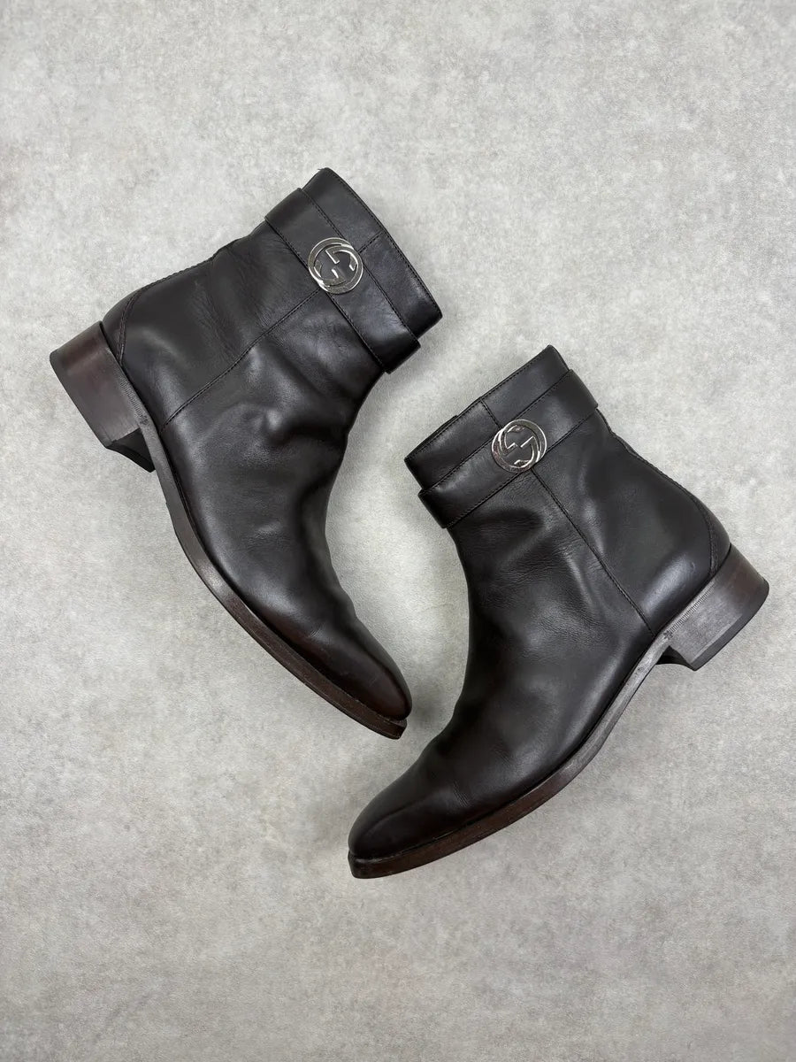 Gucci Brown Leather Chelsea Boots OlHYHol 3