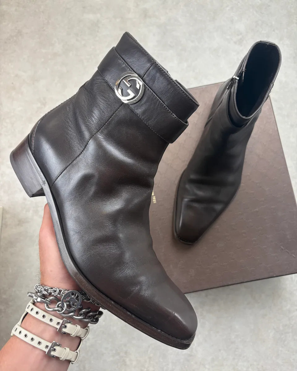 Gucci Brown Leather Chelsea Boots OlHYHol 0