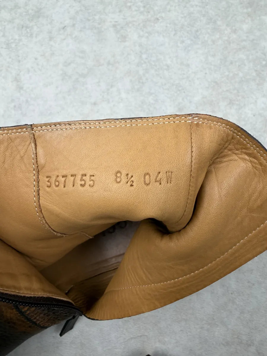 Gucci Brown Eroded Leather Chelsea Boots EWvbcax 7