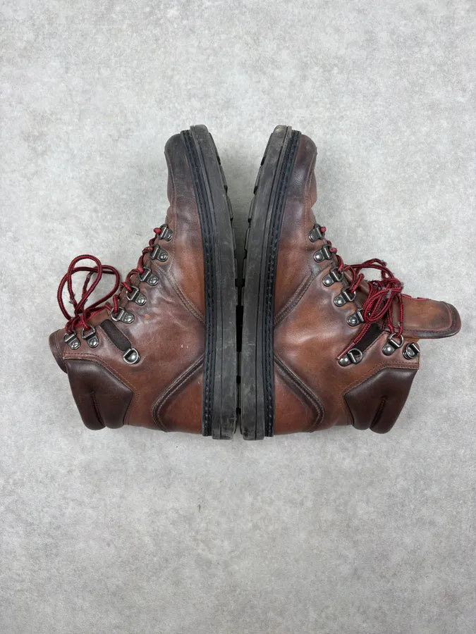 2000s Gucci Brown Eroded Leather Hiking Boots QgRHKSU 5