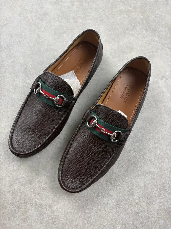 Gucci Brown Leather Horsebit Driver Loafers fBZyrAx 2