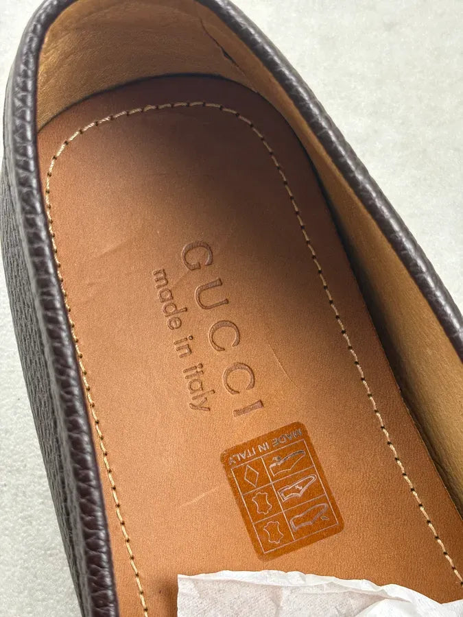 Gucci Brown Leather Horsebit Driver Loafers fBZyrAx 6