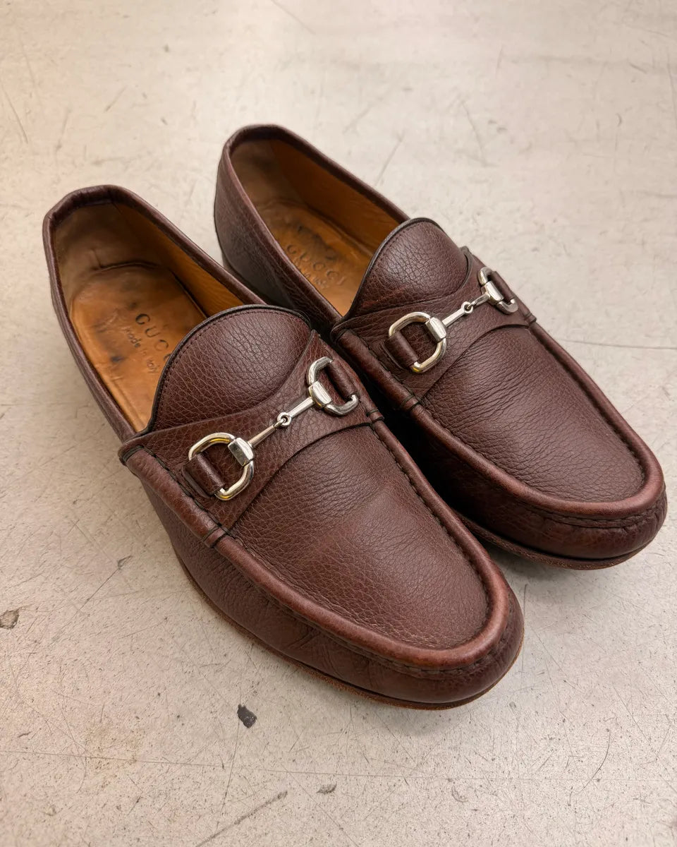 Gucci Brown Leather Horsebit Loafer Shoes KzXovoZ 2
