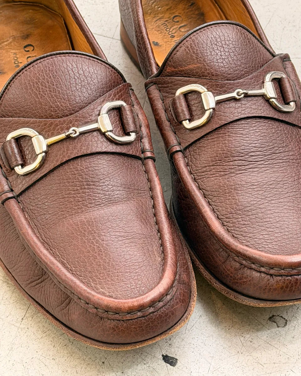 Gucci Brown Leather Horsebit Loafer Shoes KzXovoZ 3
