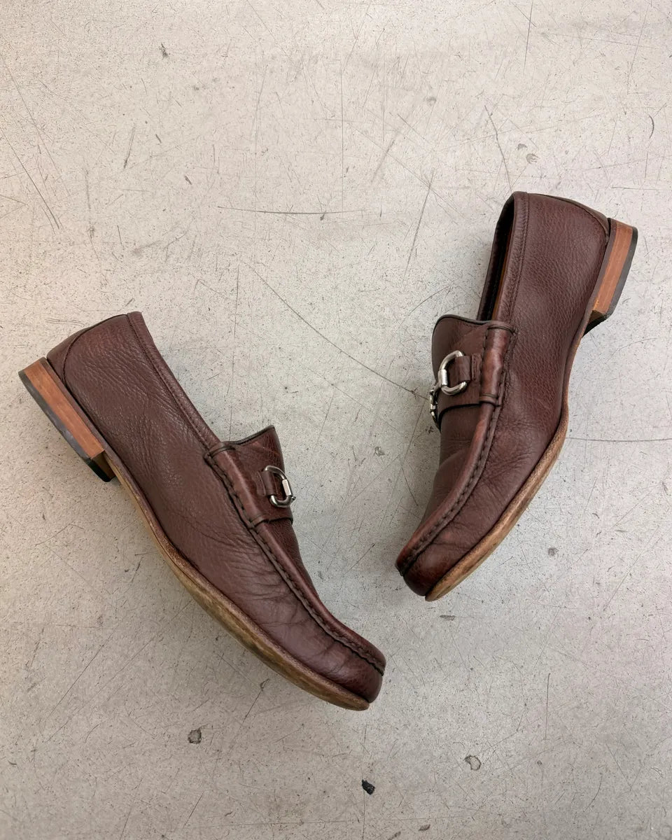 Gucci Brown Leather Horsebit Loafer Shoes KzXovoZ 5