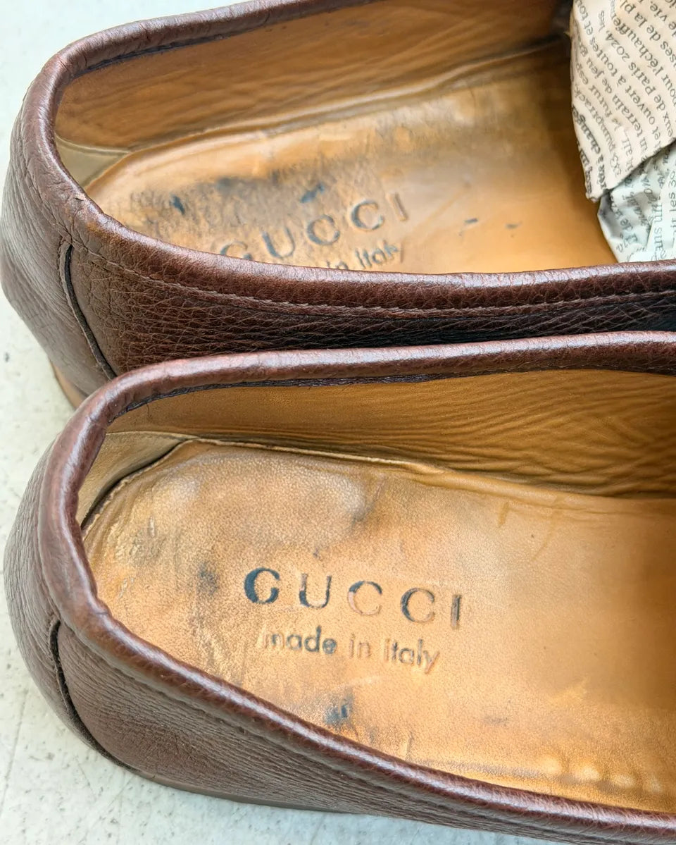 Gucci Brown Leather Horsebit Loafer Shoes KzXovoZ 7