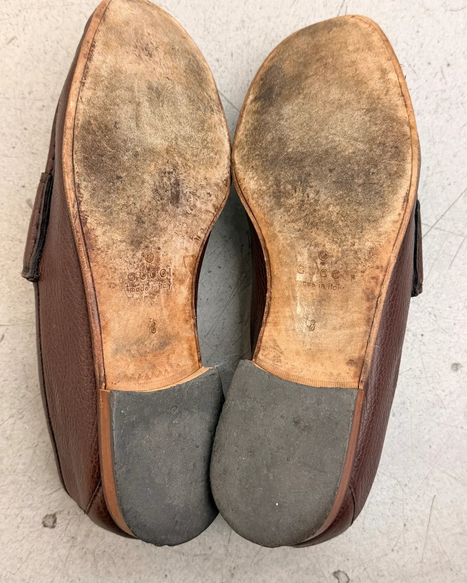 Gucci Brown Leather Horsebit Loafer Shoes KzXovoZ 8