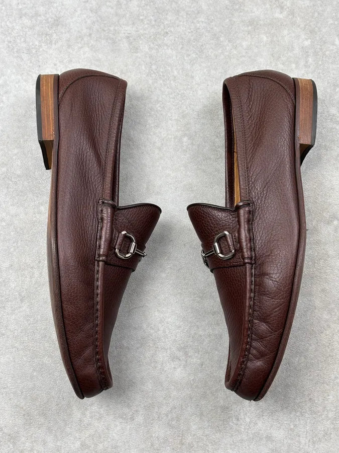 Gucci Brown Leather Horsebit Loafers MGkvZIC 6