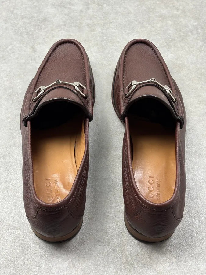 Gucci Brown Leather Horsebit Loafers MGkvZIC 8
