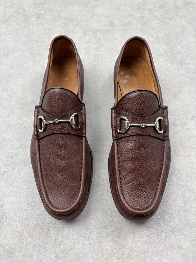 Gucci Brown Leather Horsebit Loafers MGkvZIC 3