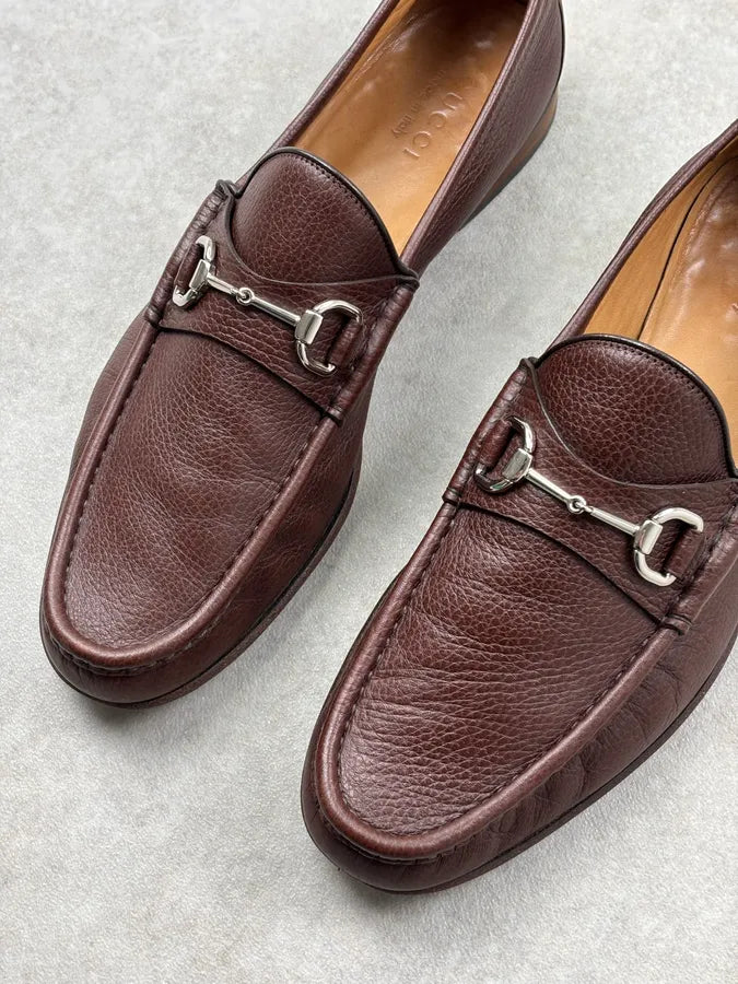 Gucci Brown Leather Horsebit Loafers MGkvZIC 4