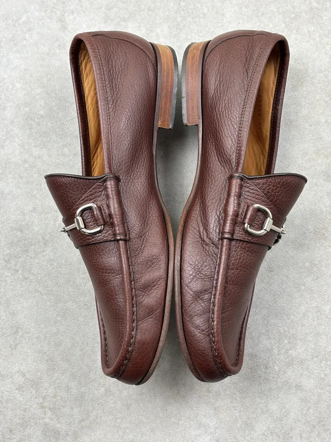 Gucci Brown Leather Horsebit Loafers MGkvZIC 7