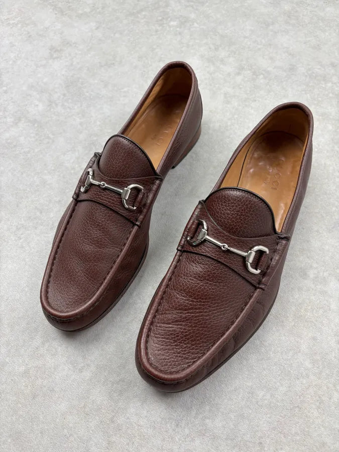Gucci Brown Leather Horsebit Loafers MGkvZIC 5