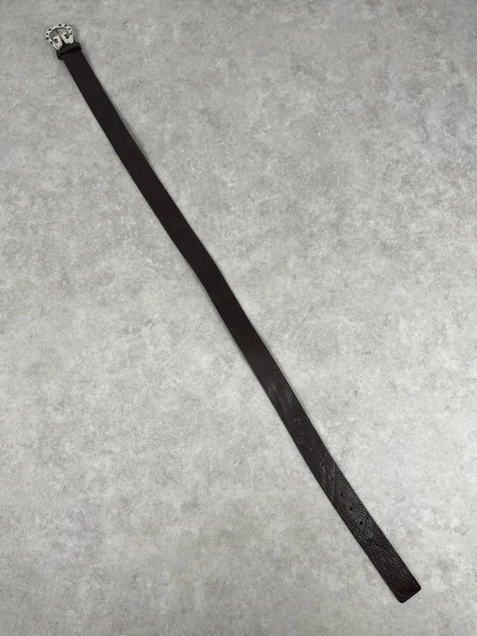 2000s Gucci Brown Leather Horseshoe Logo Buckle Belt KlySzWF 7