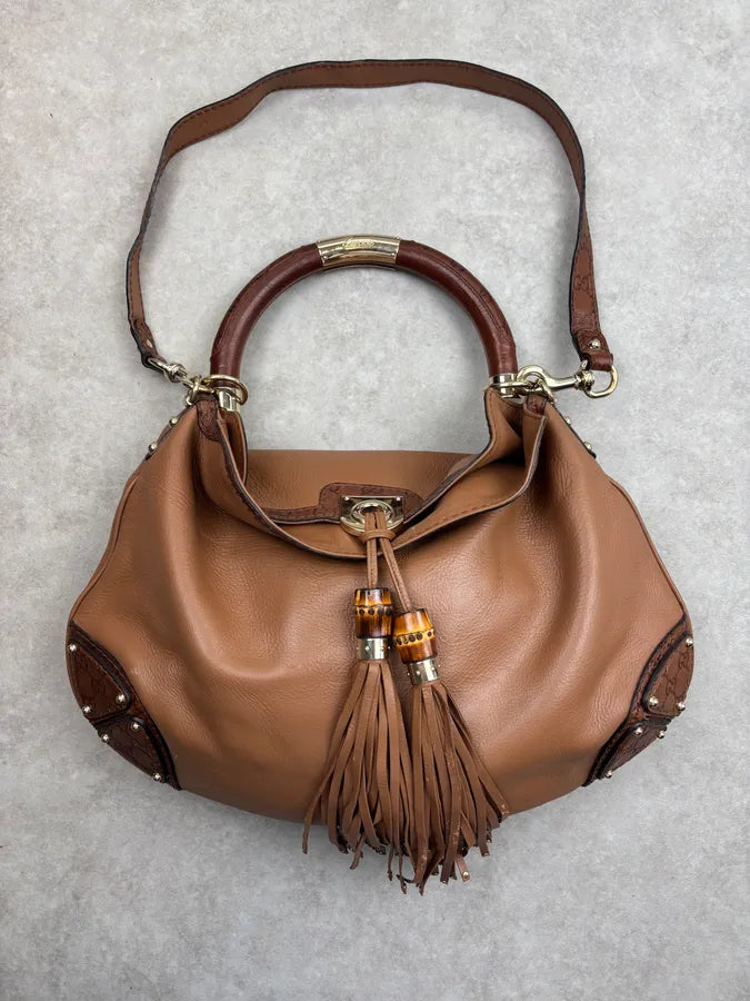 SS2008 Gucci Brown Leather Indy Handle Bag by Frida Giannini kPothSi 0