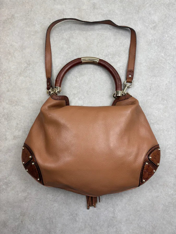 SS2008 Gucci Brown Leather Indy Handle Bag by Frida Giannini kPothSi 11