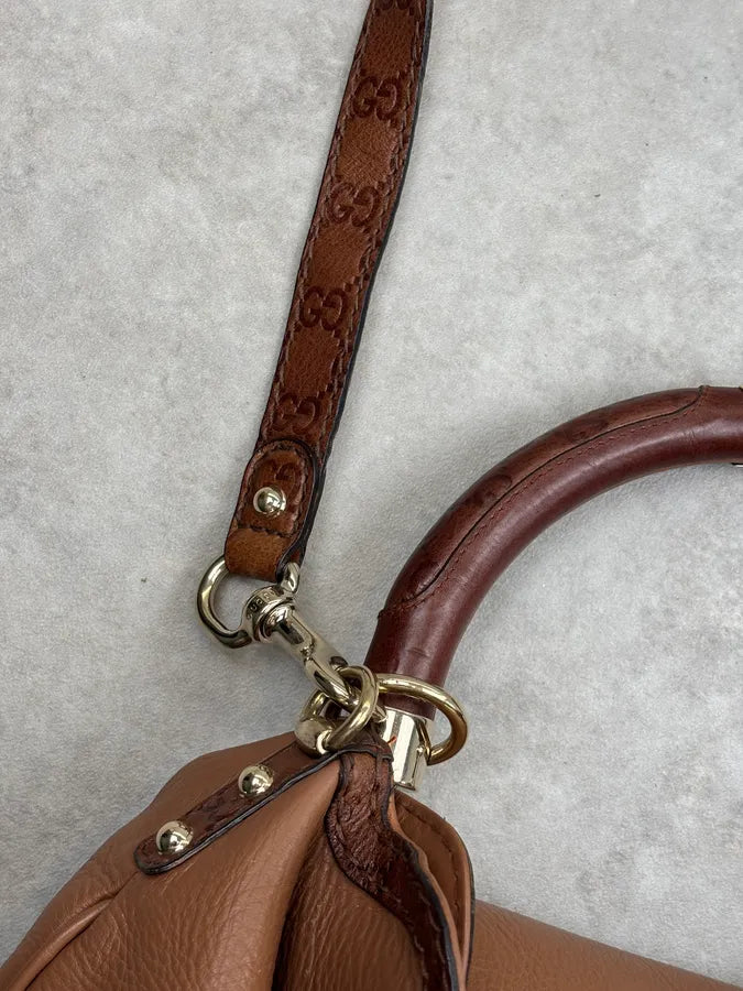 SS2008 Gucci Brown Leather Indy Handle Bag by Frida Giannini kPothSi 8