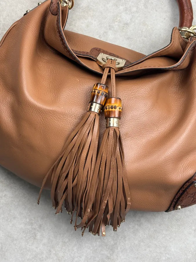 SS2008 Gucci Brown Leather Indy Handle Bag by Frida Giannini kPothSi 6