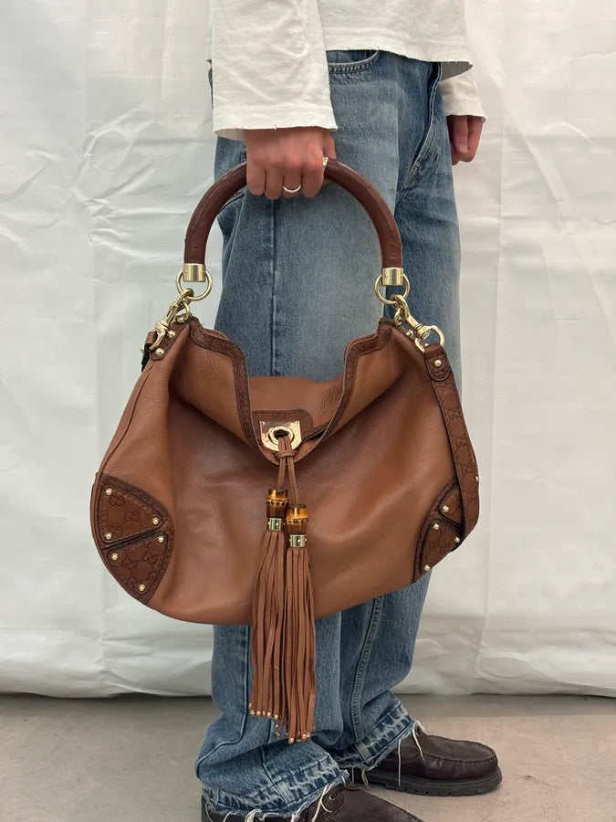 SS2008 Gucci Brown Leather Indy Handle Bag by Frida Giannini kPothSi 2
