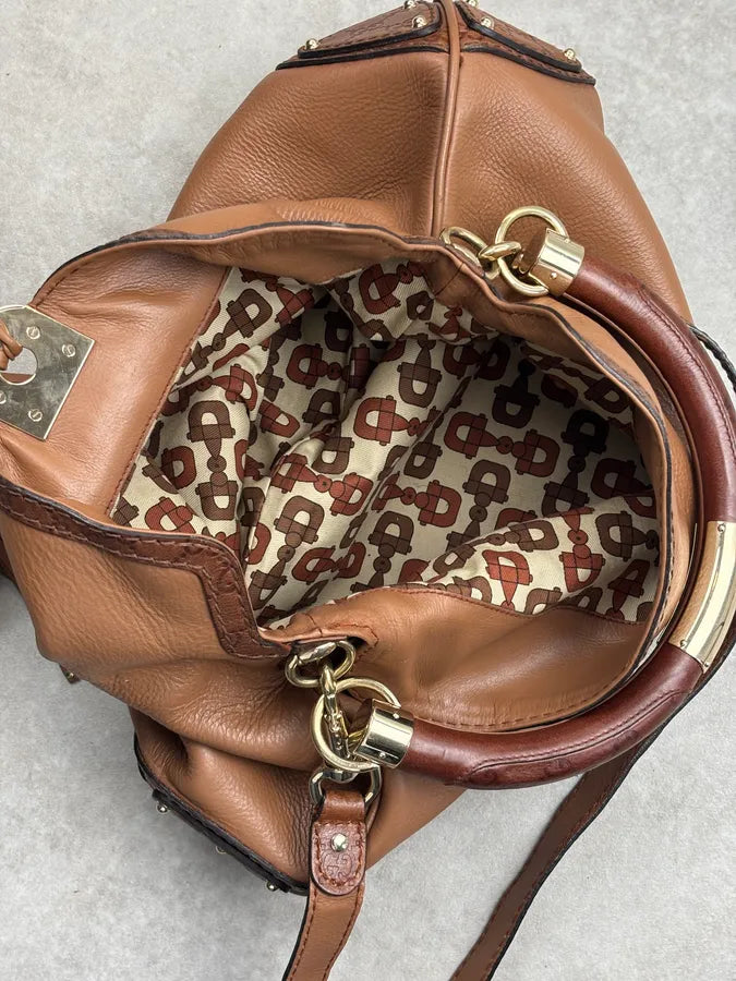 SS2008 Gucci Brown Leather Indy Handle Bag by Frida Giannini kPothSi 15